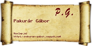 Pakurár Gábor névjegykártya